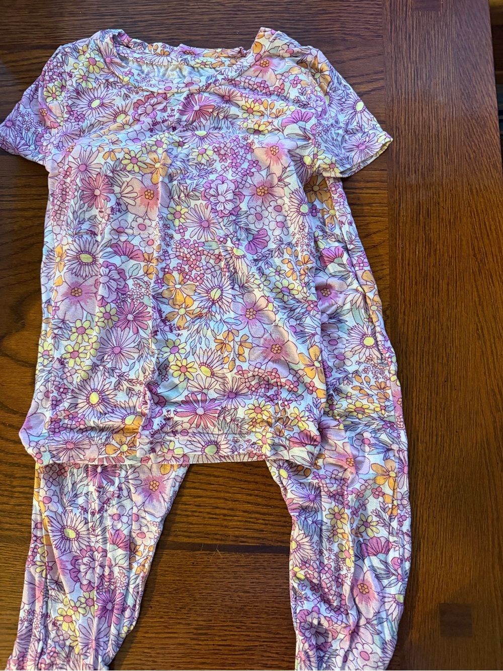 Kids Floral Pajama Set - Purple & Pink Floral